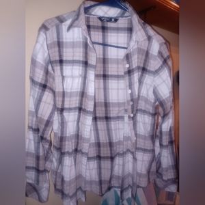 Riders by Lee Flannel Shirt Plaid 100% Cotton Long Sleeve Button Up Womens Mediu